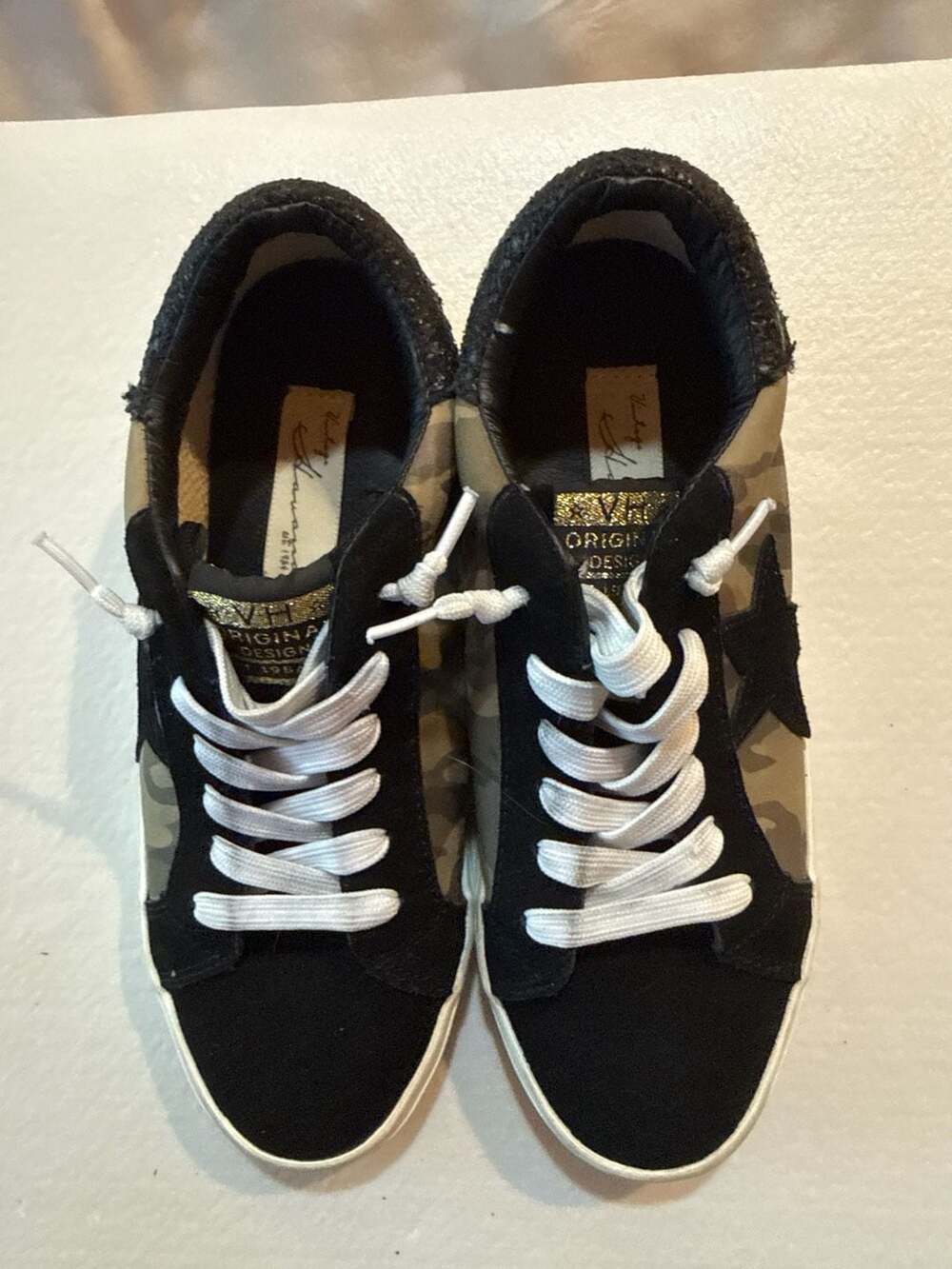 Vintage Havana Corporal Camo Star Sneakers Size 7.5 Black Suede